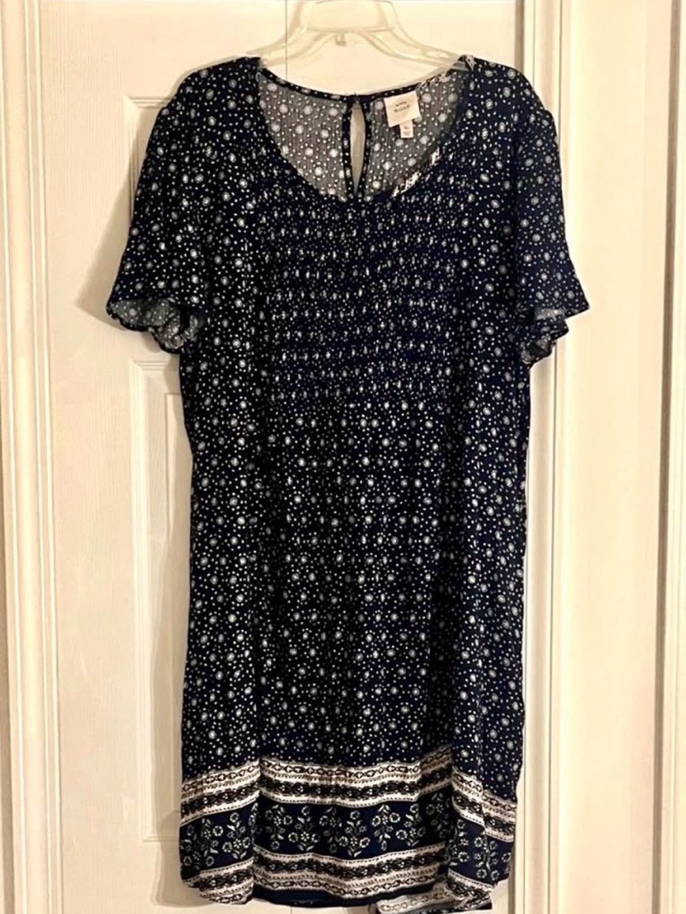 Knox Rose Blue Patterned Smocked Dress - Size XL - Picture 2 of 4